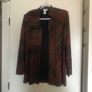 Coldwater Creek lightweight Jacket L Open Cardigan Travel office black gold